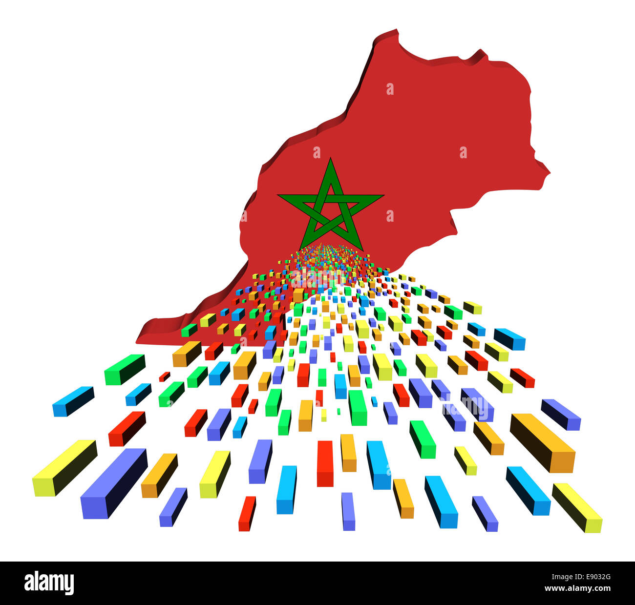 Maroc carte drapeau avec des conteneurs illustration Banque D'Images