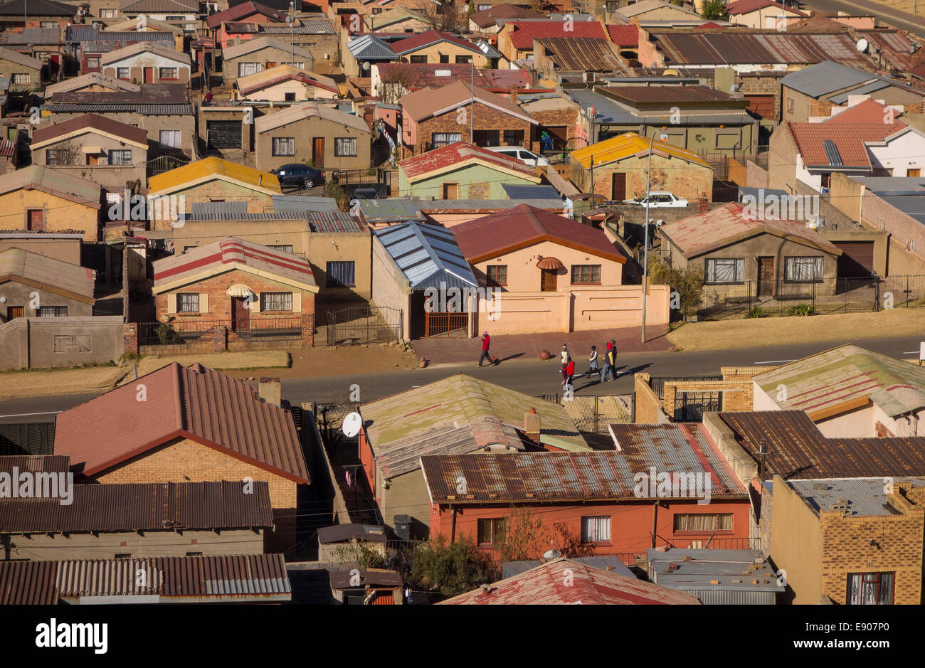 SOWETO, JOHANNESBURG, AFRIQUE DU SUD - Vue du quartier de Soweto Jabulani township. Banque D'Images