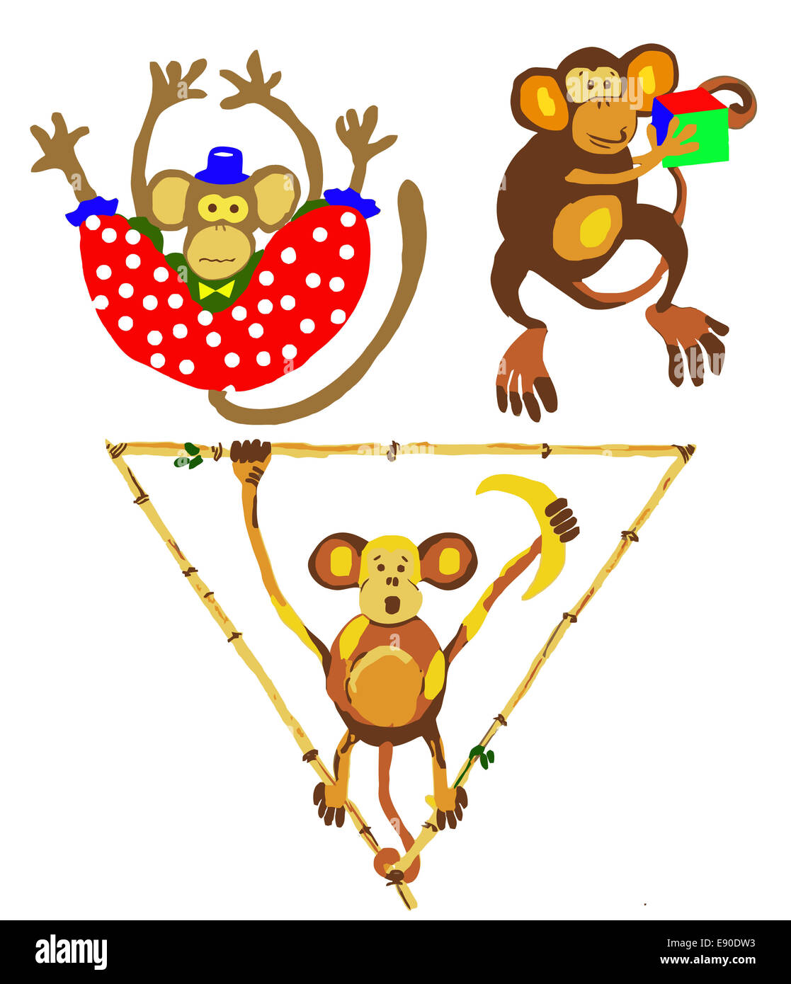 Illustration des singes dans le cirque Banque D'Images