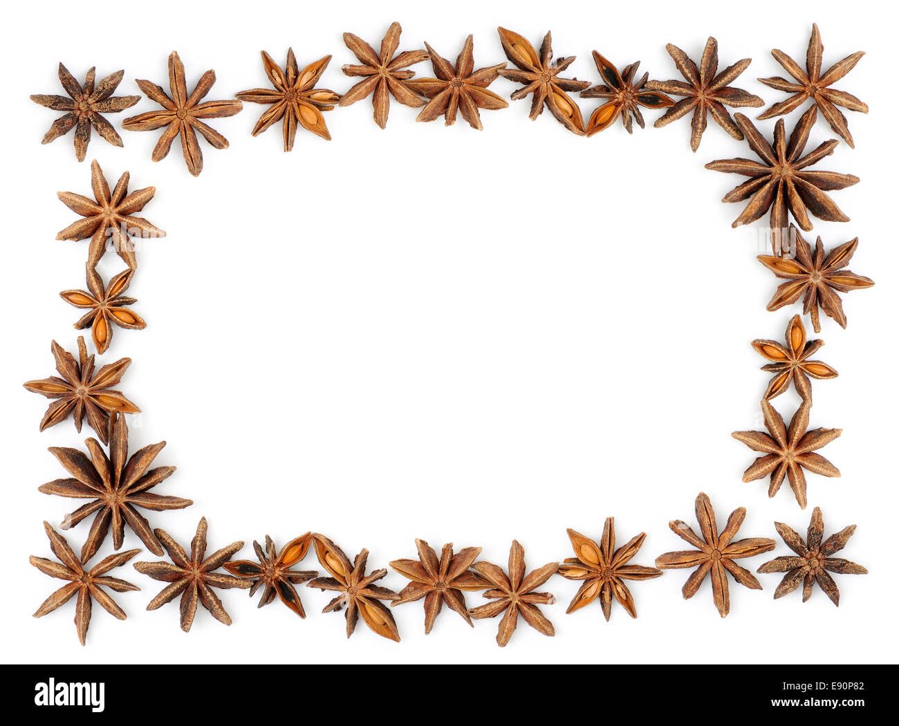Cadre d'anis étoile avec un espace blanc, sur fond blanc Banque D'Images
