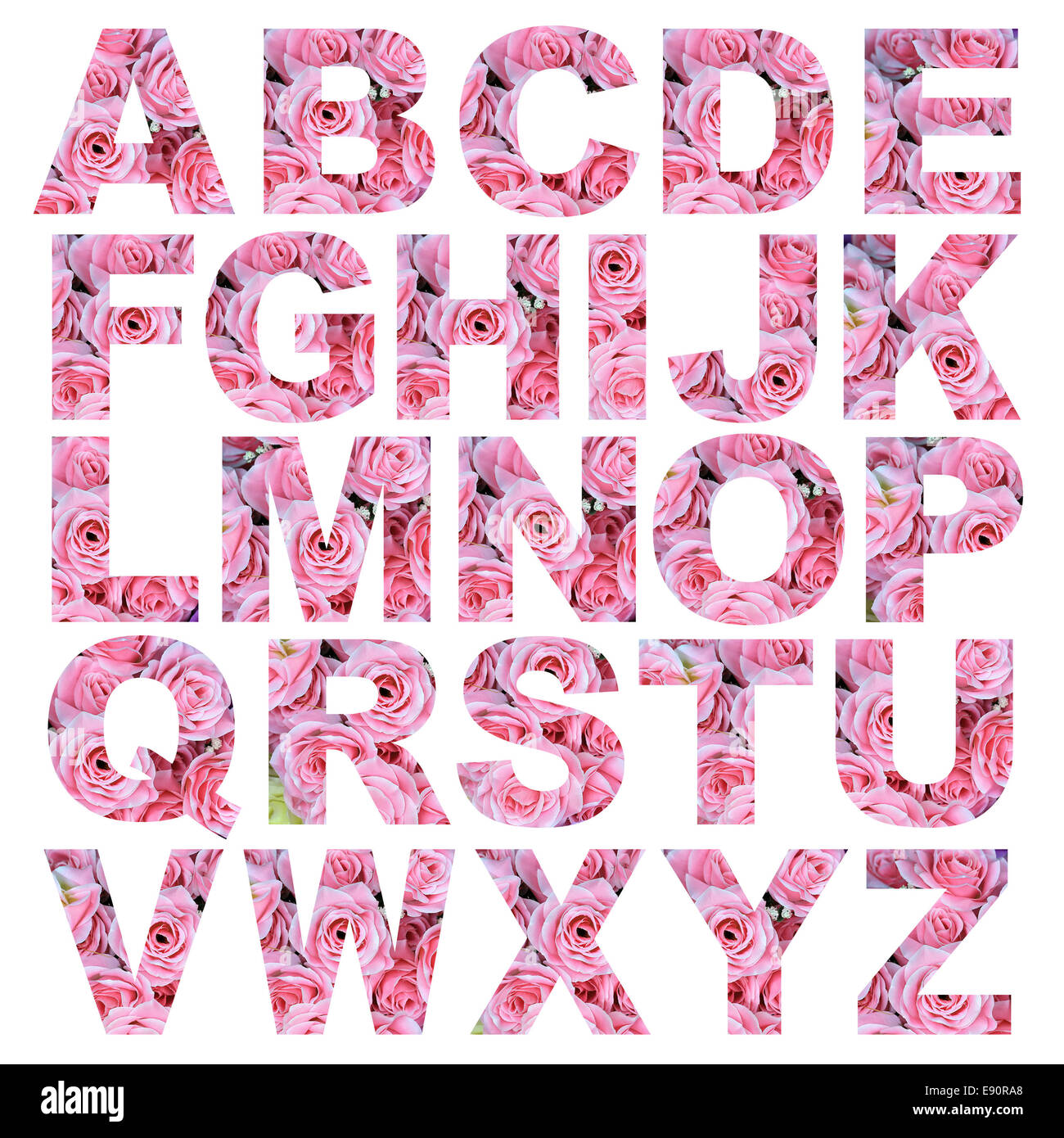 Alphabet a à z faites de fleur rose photo Banque D'Images