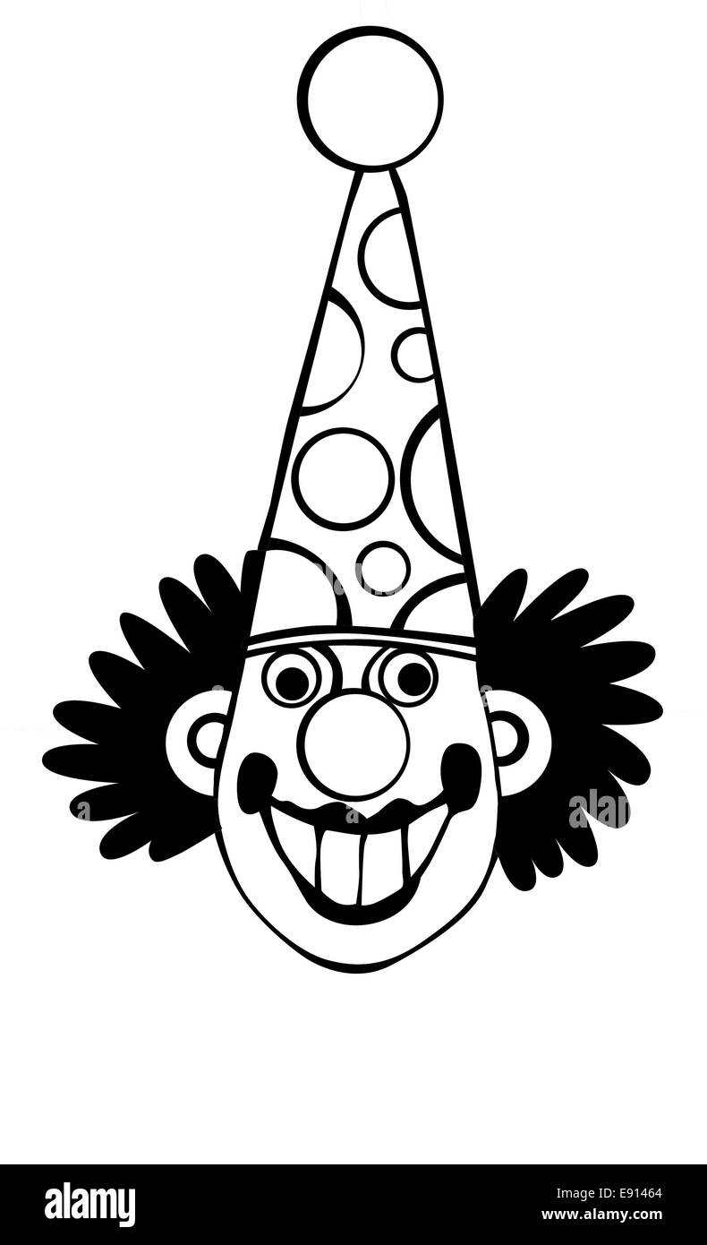 Clown silhouette sur fond blanc Banque D'Images