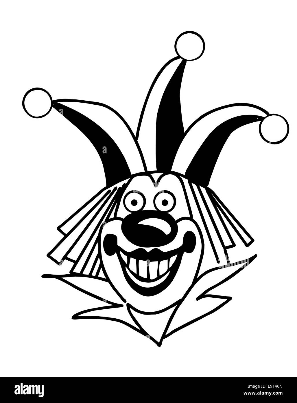 Clown silhouette sur fond blanc Banque D'Images