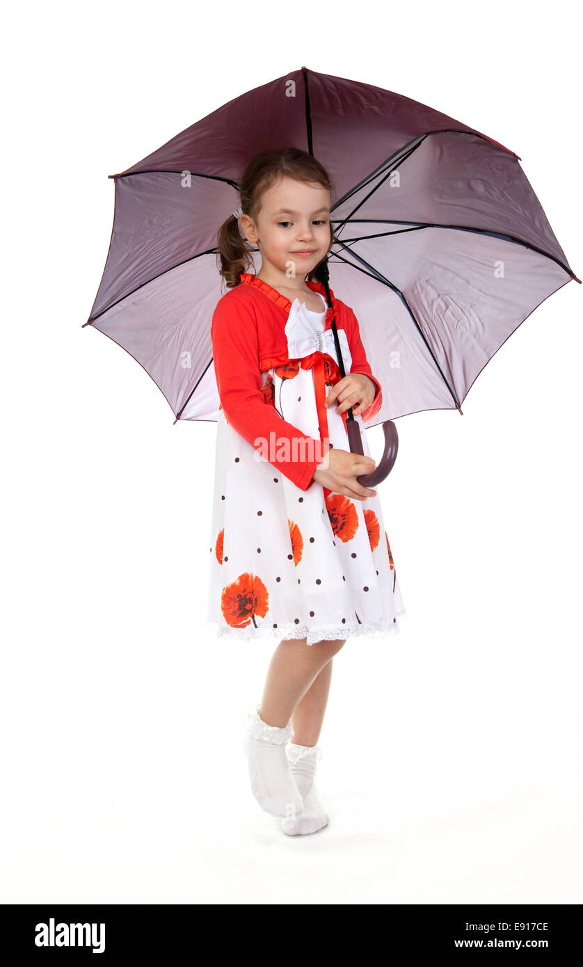 Mystérieuse jeune fille sous le parapluie. Banque D'Images