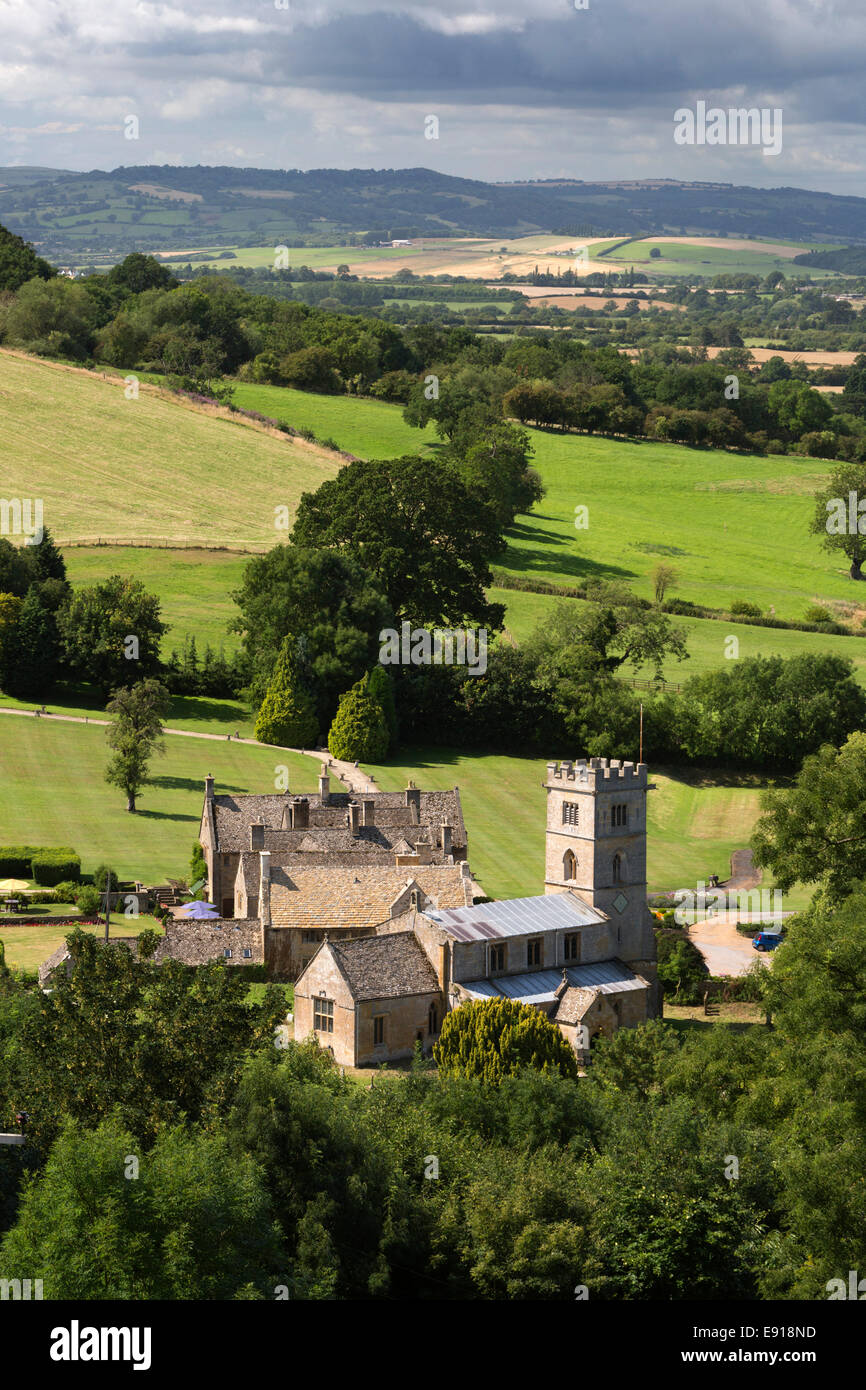 Vue sur Buckland Manor Country House Hotel, Buckland, près de Broadway, Cotswolds, Gloucestershire, Angleterre, Royaume-Uni Banque D'Images