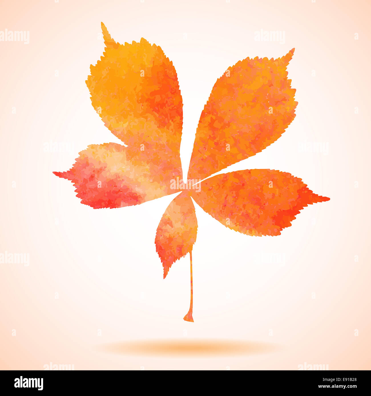 Aquarelle Orange feuille de châtaignier vecteur peint Banque D'Images