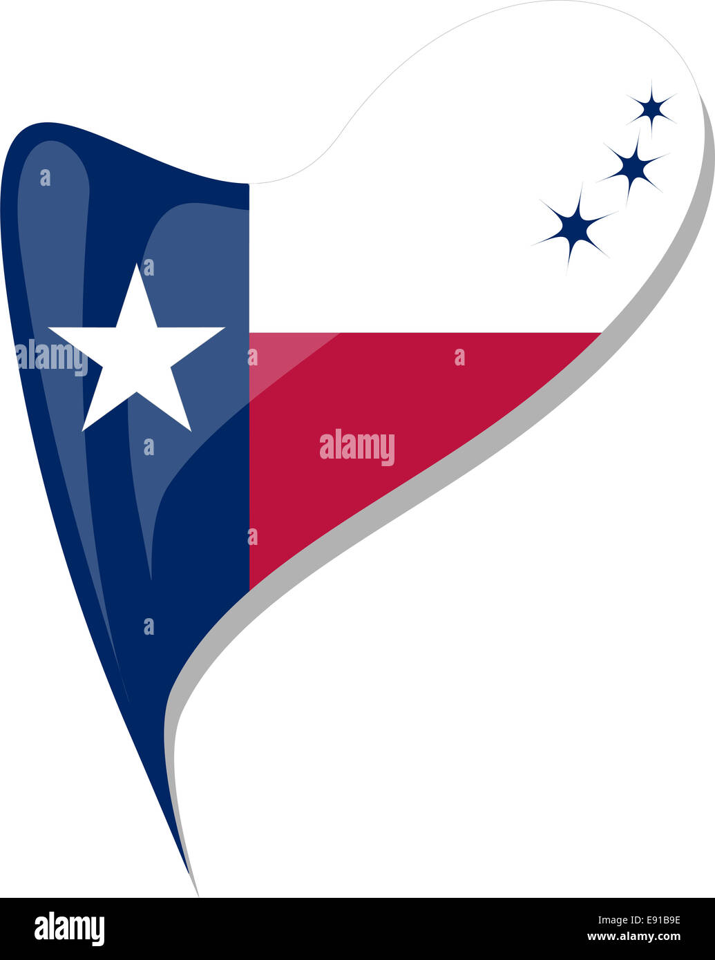 Bouton drapeau texas forme de coeur. Banque D'Images