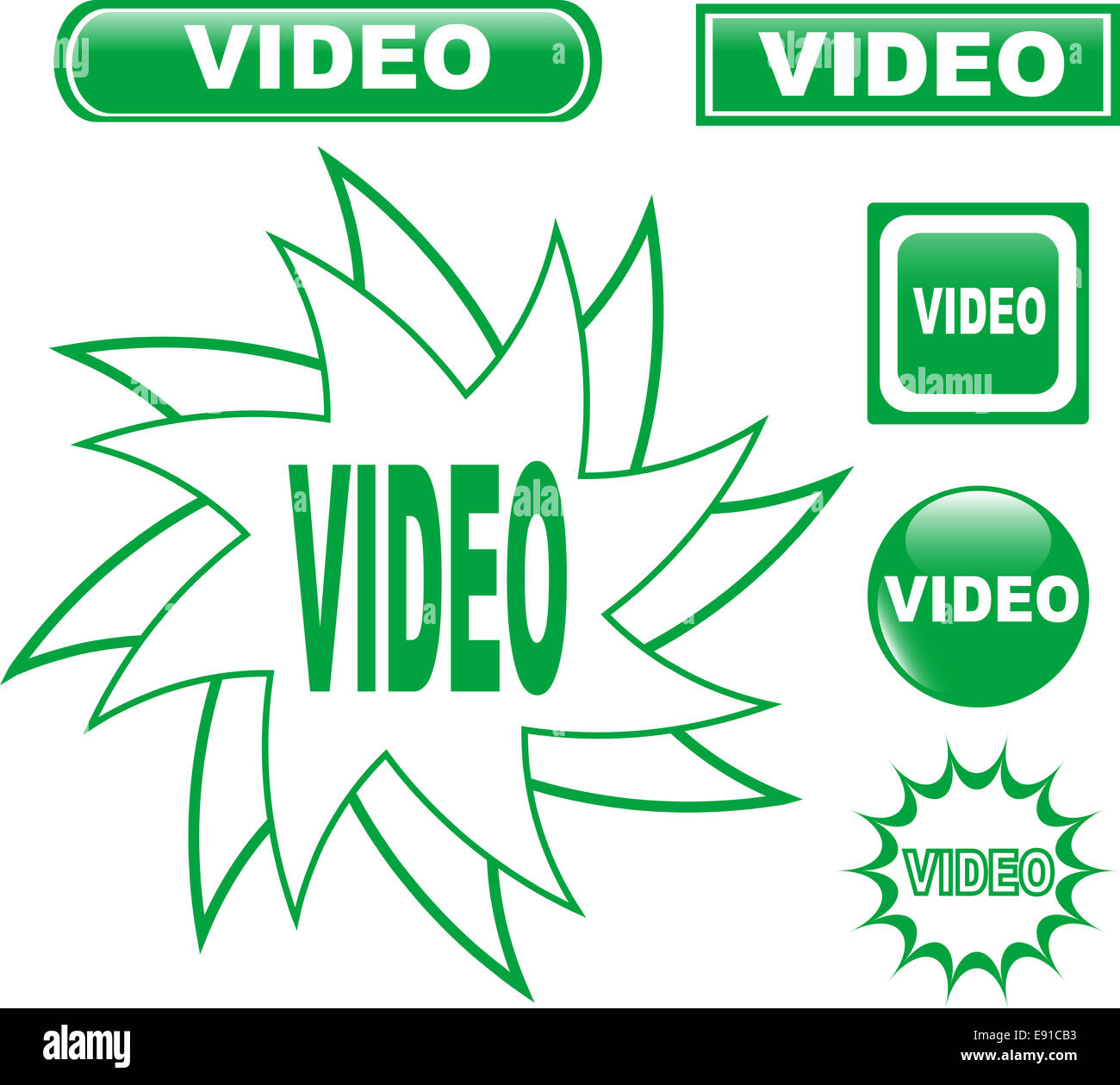 Vidéo bouton glossy web icons set Banque D'Images