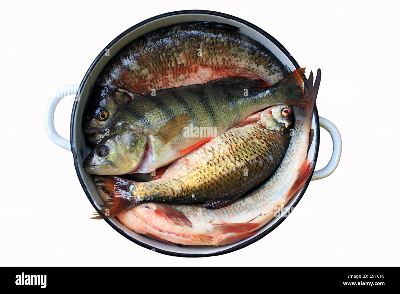 Le vieux pot avec rivière douce poisson vidé Banque D'Images