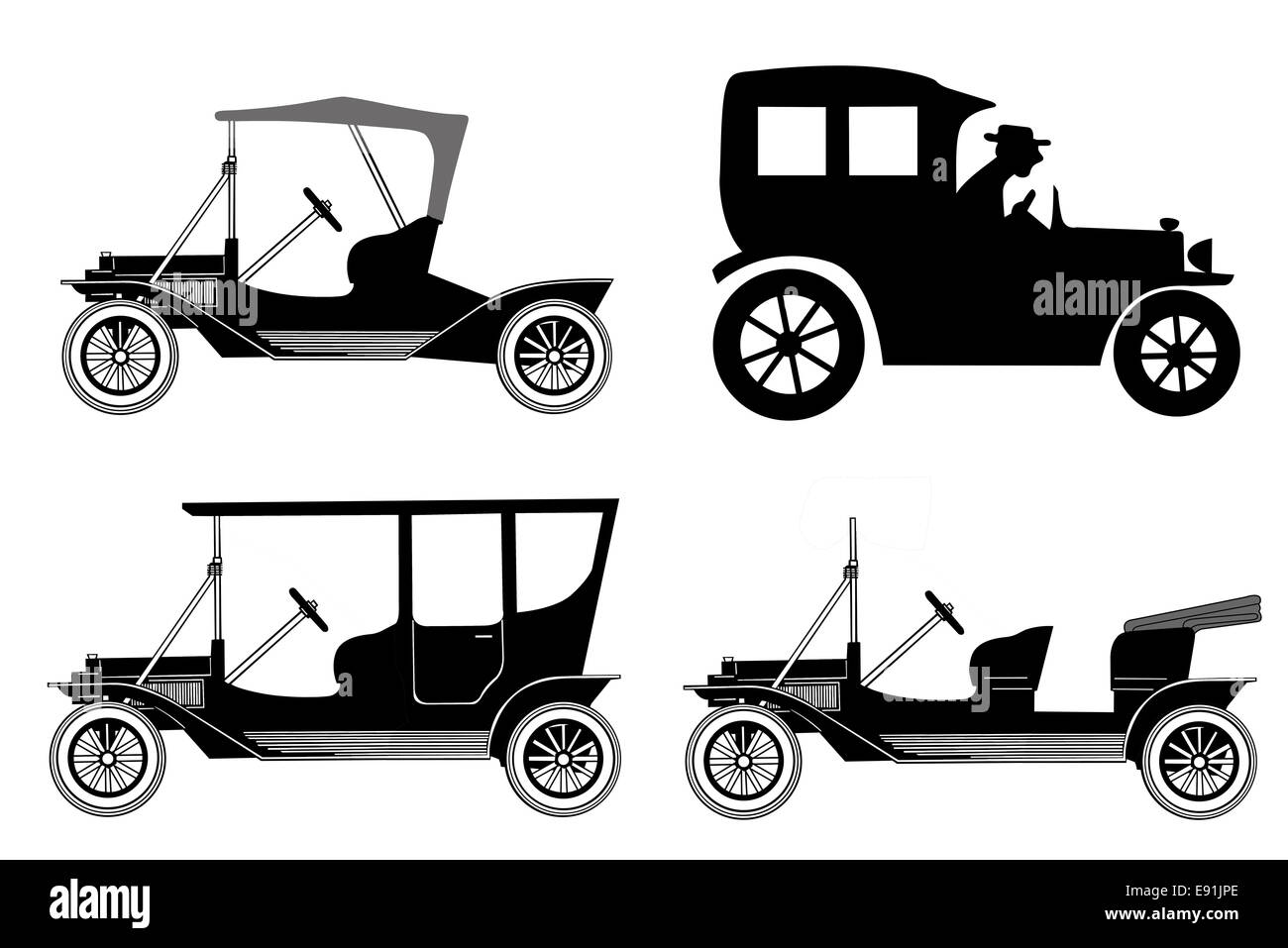 Voiture rétro sur fond blanc Banque D'Images