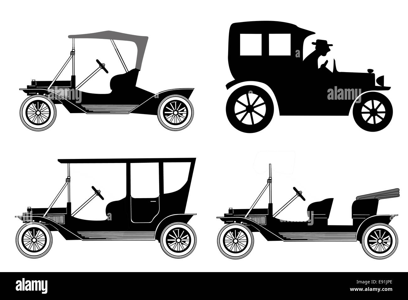 Voiture rétro sur fond blanc Banque D'Images