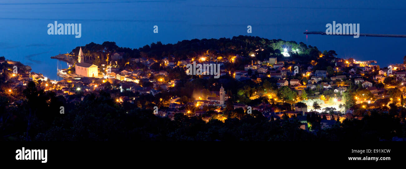 Ville de l'Adriatique de Veli Losinj vue panoramique Banque D'Images