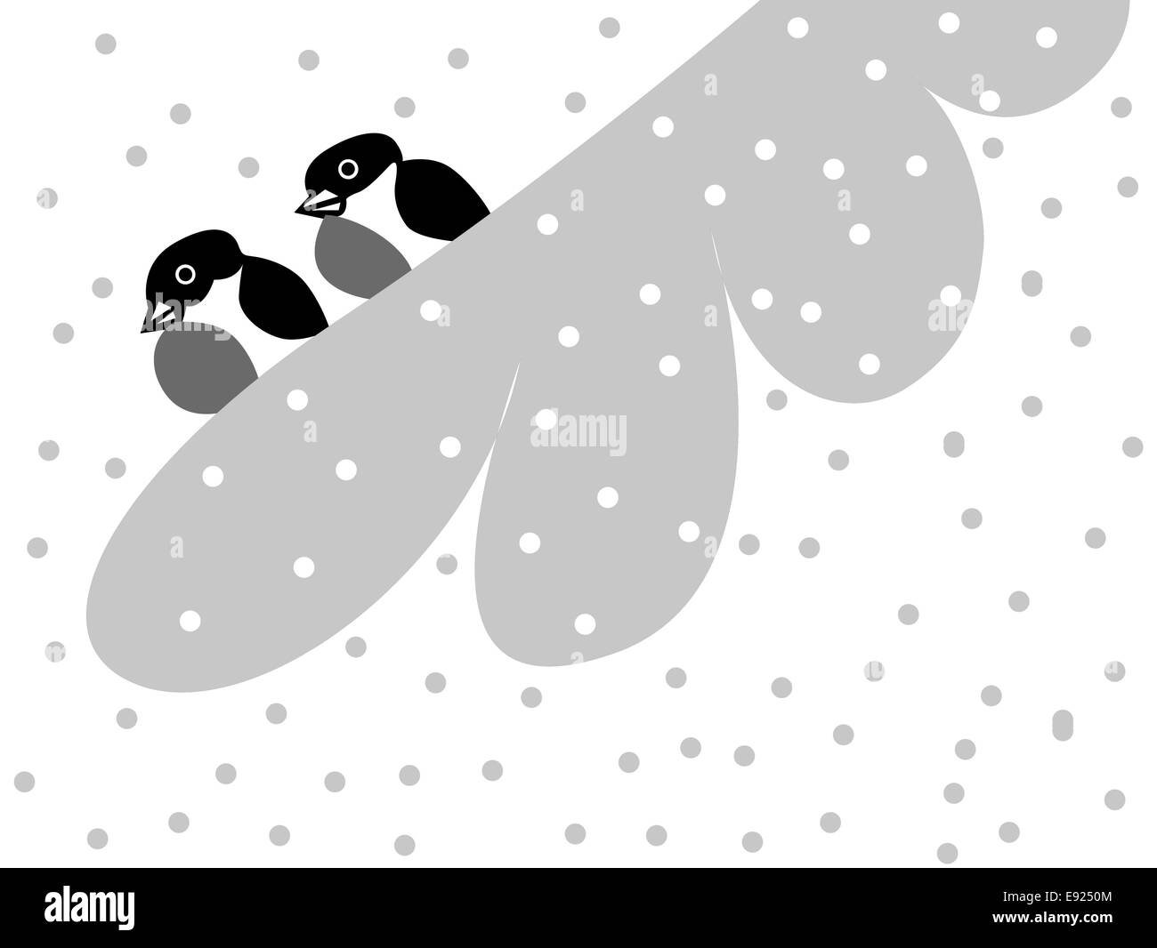 Deux bullfinches sur neige branch Banque D'Images