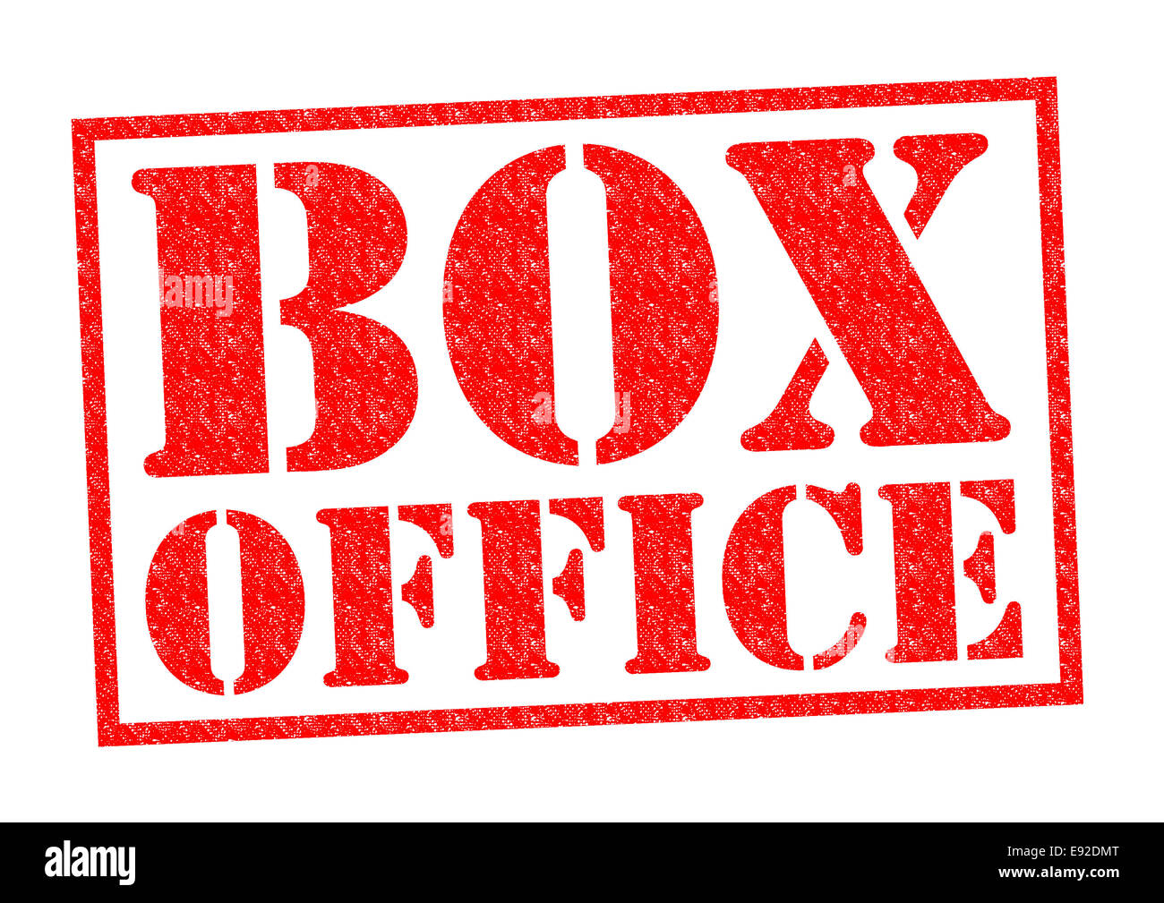 BOX OFFICE de tampon en caoutchouc rouge sur un fond blanc. Banque D'Images