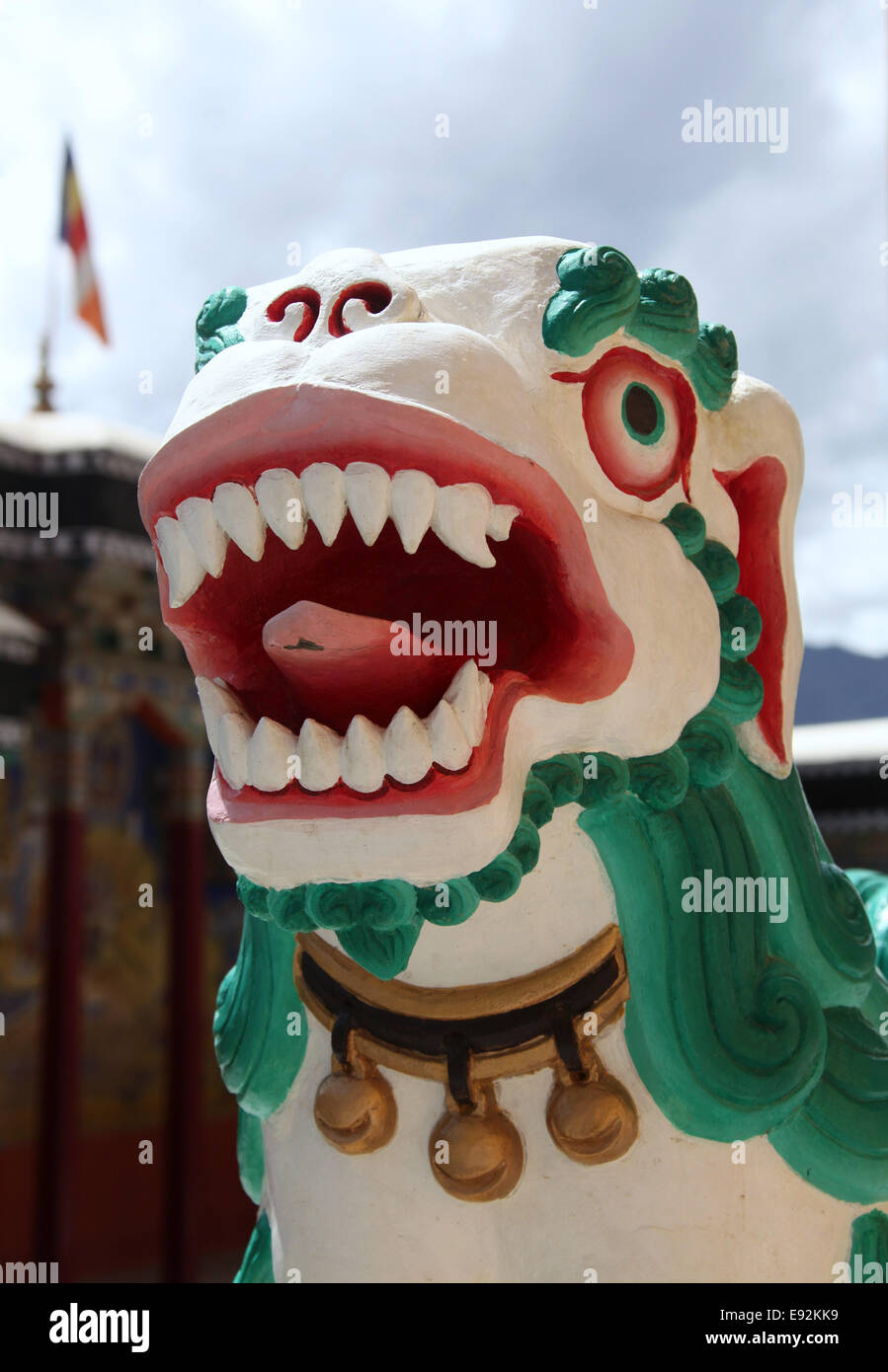 Statue de lion de neige à Thiksay Gompa du Ladakh Banque D'Images