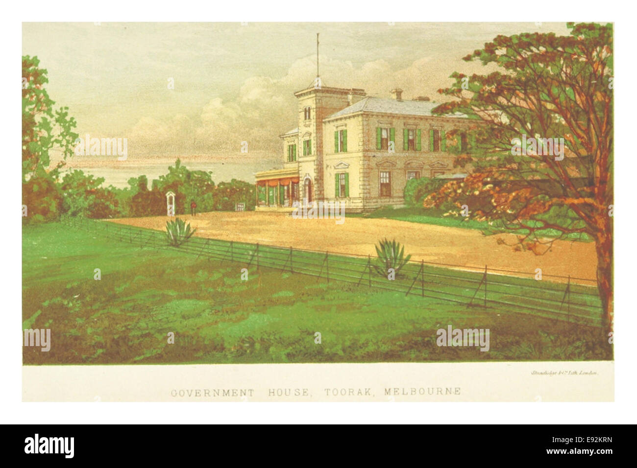 Cette illustration de 1871 montre le Government House à Toorak, Melbourne, un bâtiment important du XIXe siècle qui abritait des fonctionnaires du gouvernement à Victoria, en Australie. Banque D'Images