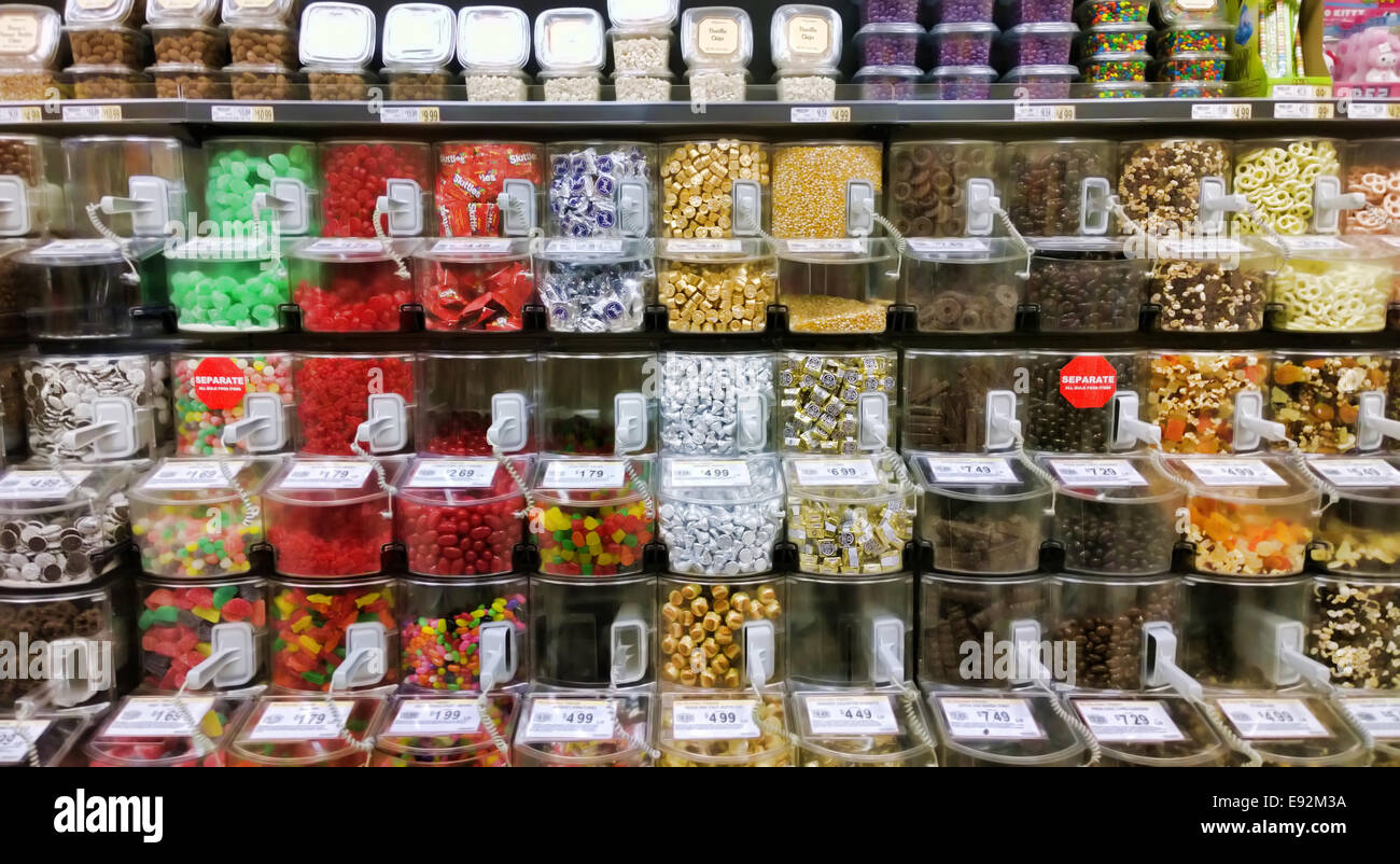 La sucrerie à un supermarché américain Banque D'Images