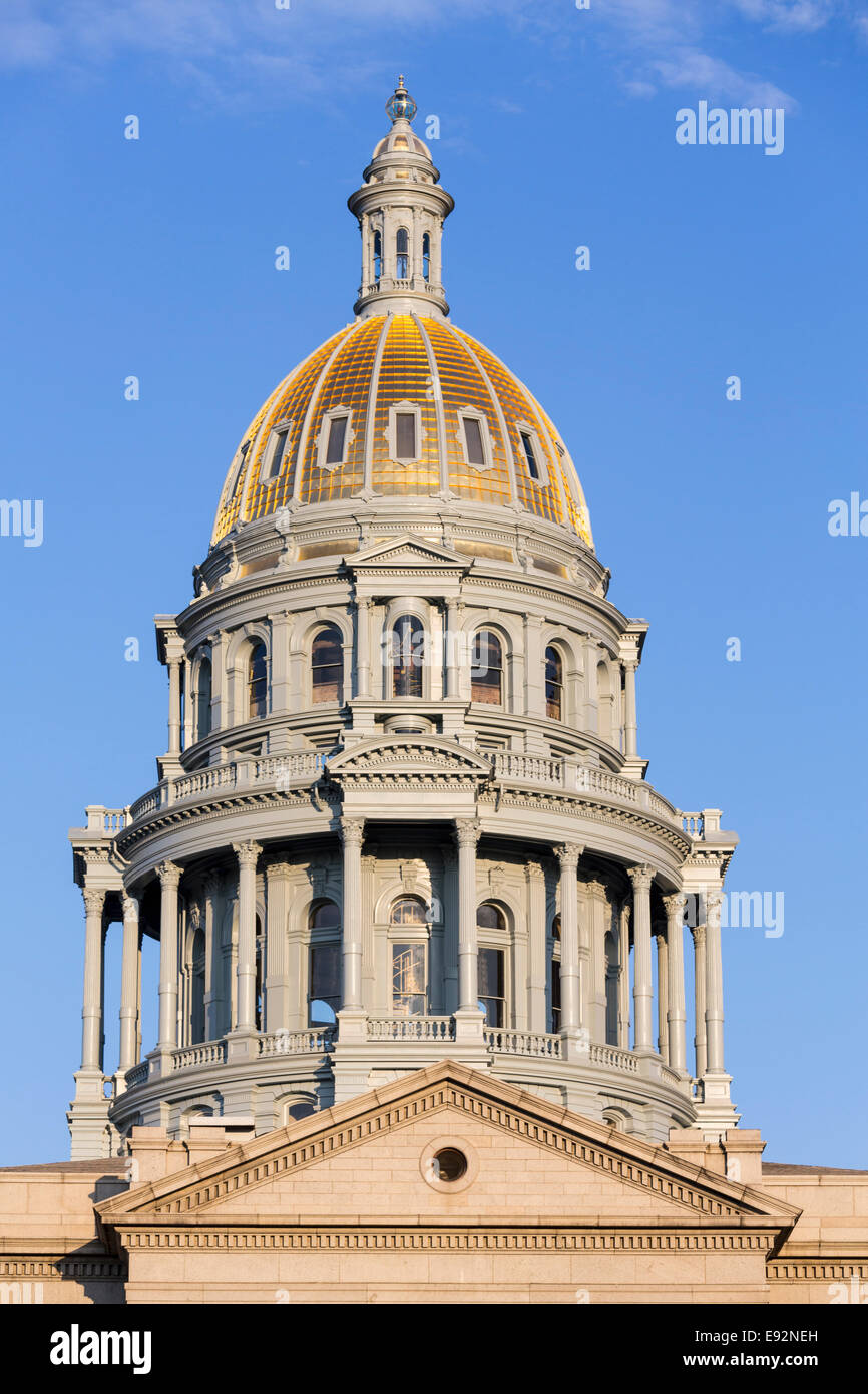 Or dôme du State Capitol Building, Denver, Colorado, USA Banque D'Images