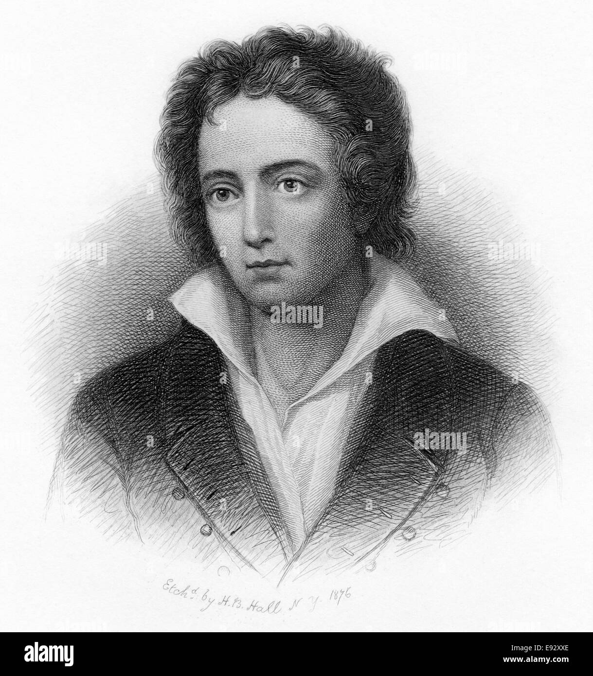 Percy Bysshe Shelley (1792-1822), poète romantique anglais, gravure, 1876 Banque D'Images
