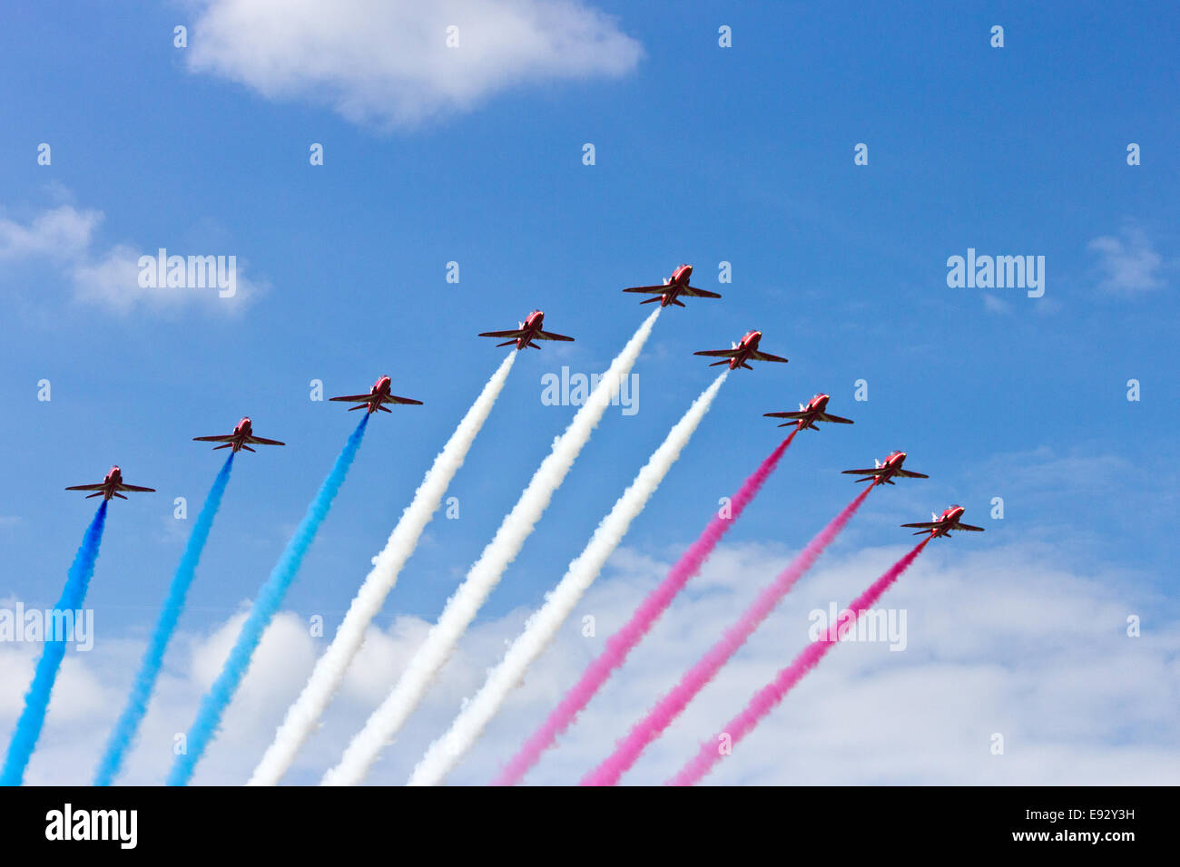 Les flèches rouges de la RAF à l'Armée de l'air néerlandaise Portes Ouvertes le 21 juin 2014 à la base aérienne de Gilze-Rijen Banque D'Images