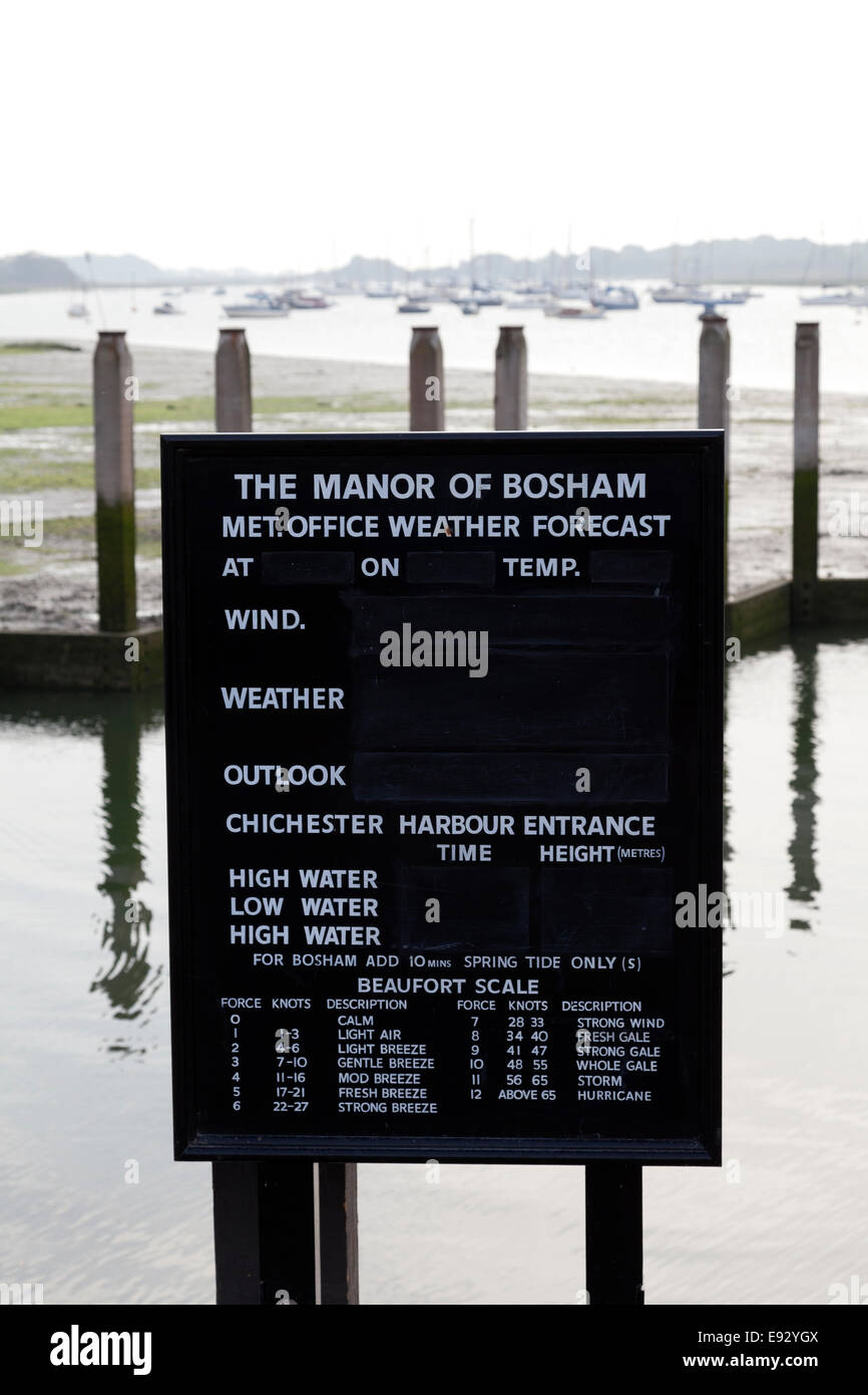 Prévisions météo à l'harbour, Bosham, West Sussex Banque D'Images