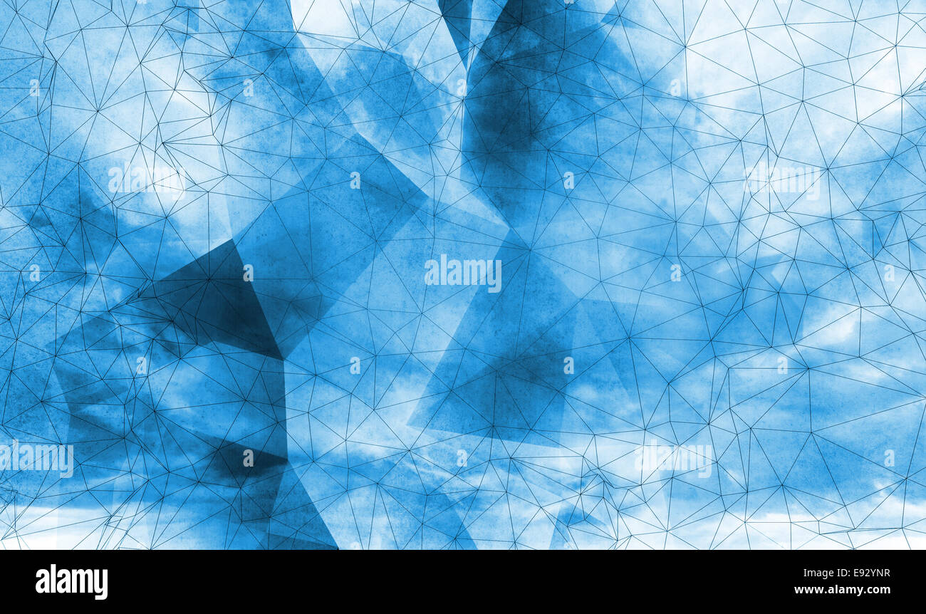 Abstract blue digital 3d surface polygonale. Texture de fond Hi-tech Banque D'Images