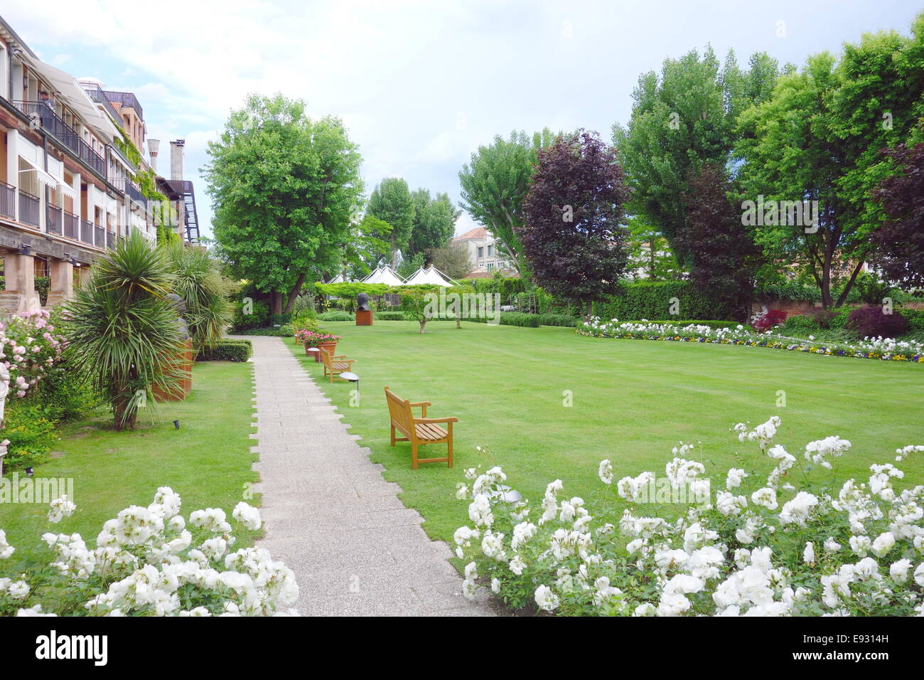 Sur le jardin de l'hôtel Cipriani à Venise, Italie Banque D'Images