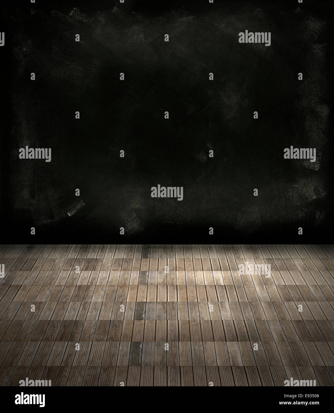 Planchers en bois et mur sombre Banque D'Images