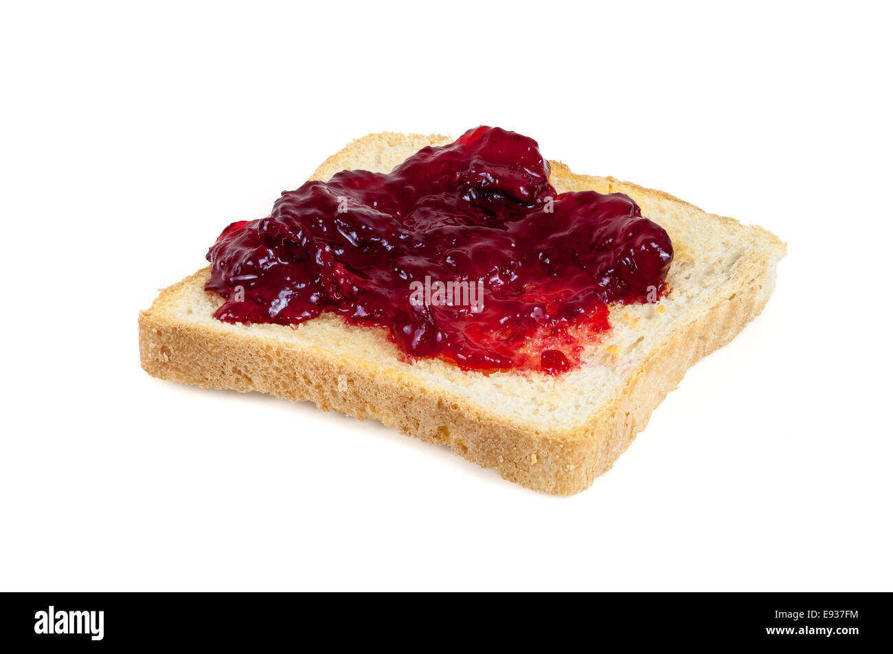 Toast avec confiture isolé sur fond blanc avec clipping path Banque D'Images