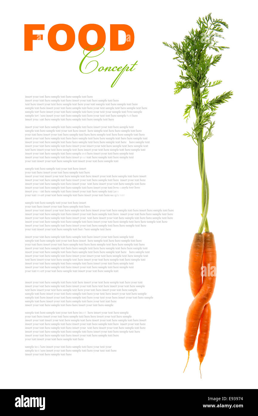 Les carottes avec feuilles vert isolé sur fond blanc. les matières premières végétales. food concept Banque D'Images