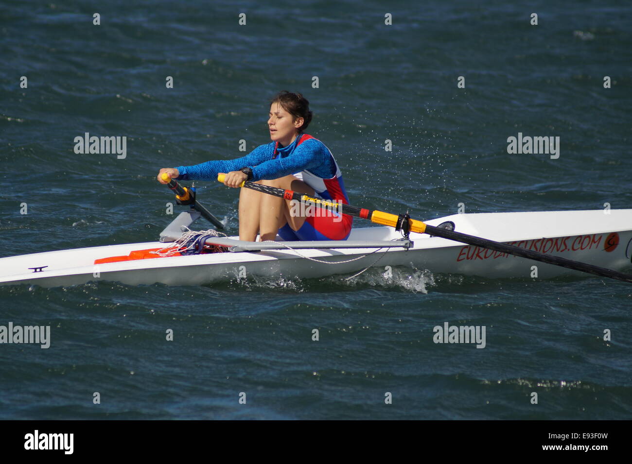 Thessalonique, Grèce. 18 Oct, 2014. Finale Mondiale d'aviron de mer . Deuxième jour de l'Aviron Monde 2014 featured les dernières sessions, dans le nord de la ville portuaire grecque de Thessalonique. Credit : Orhan Tsolak/Alamy Live News Banque D'Images