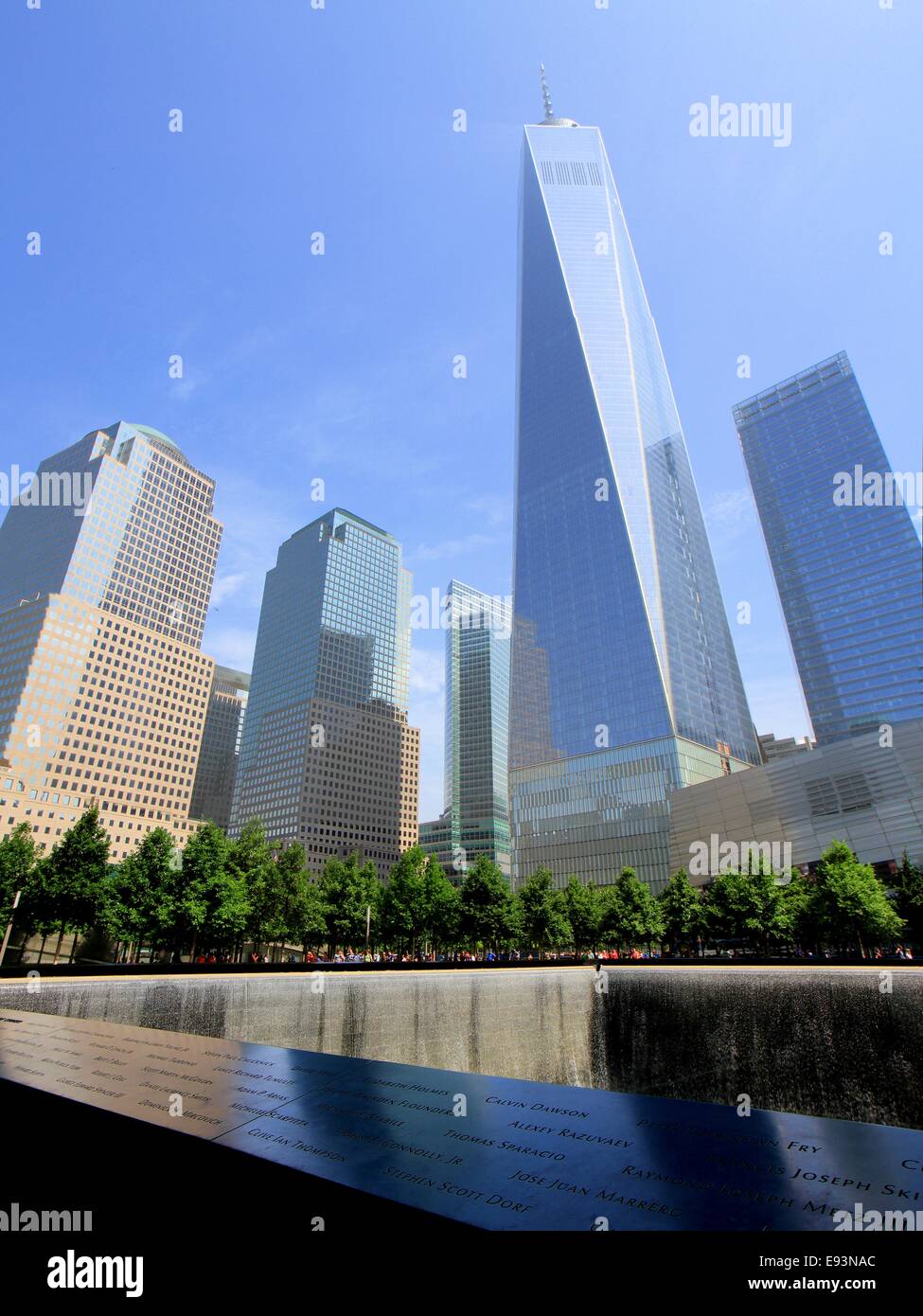 Le 9/11 Memorial et One World Trade Center, New York City, USA Banque D'Images