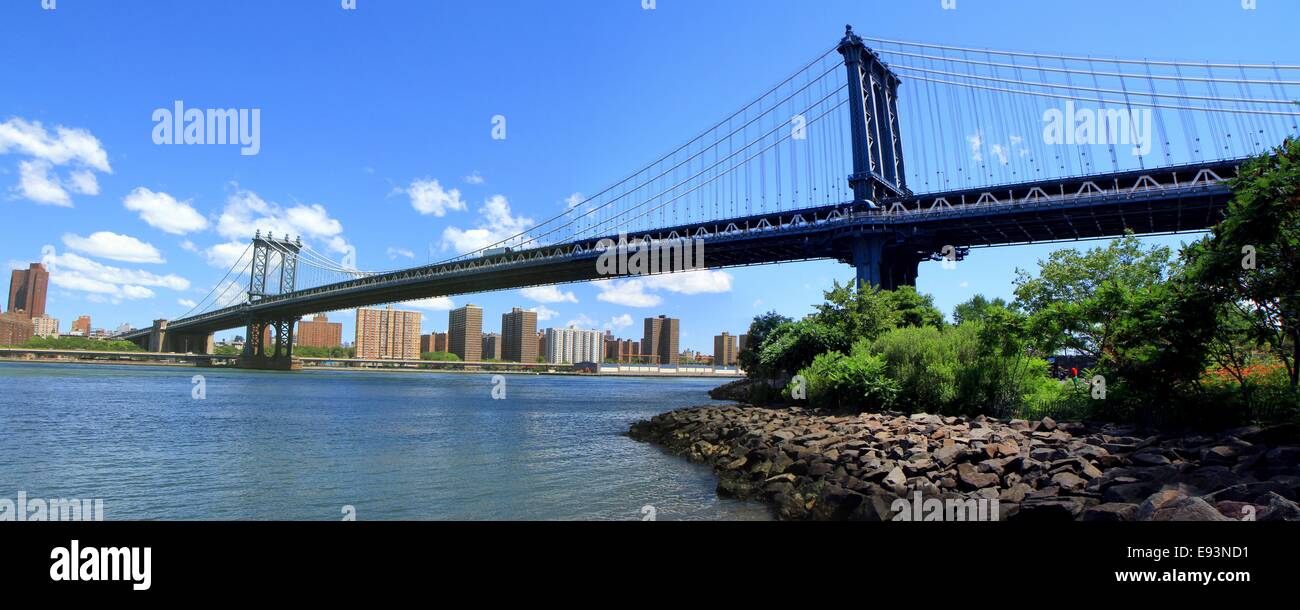 Vue panoramique du pont de Manhattan, New York City, USA Banque D'Images
