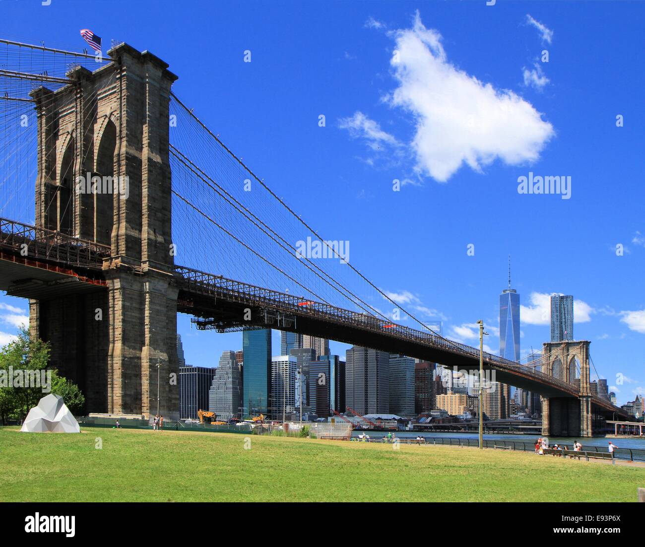 Vue panoramique du pont de Brooklyn, New York City, USA Banque D'Images