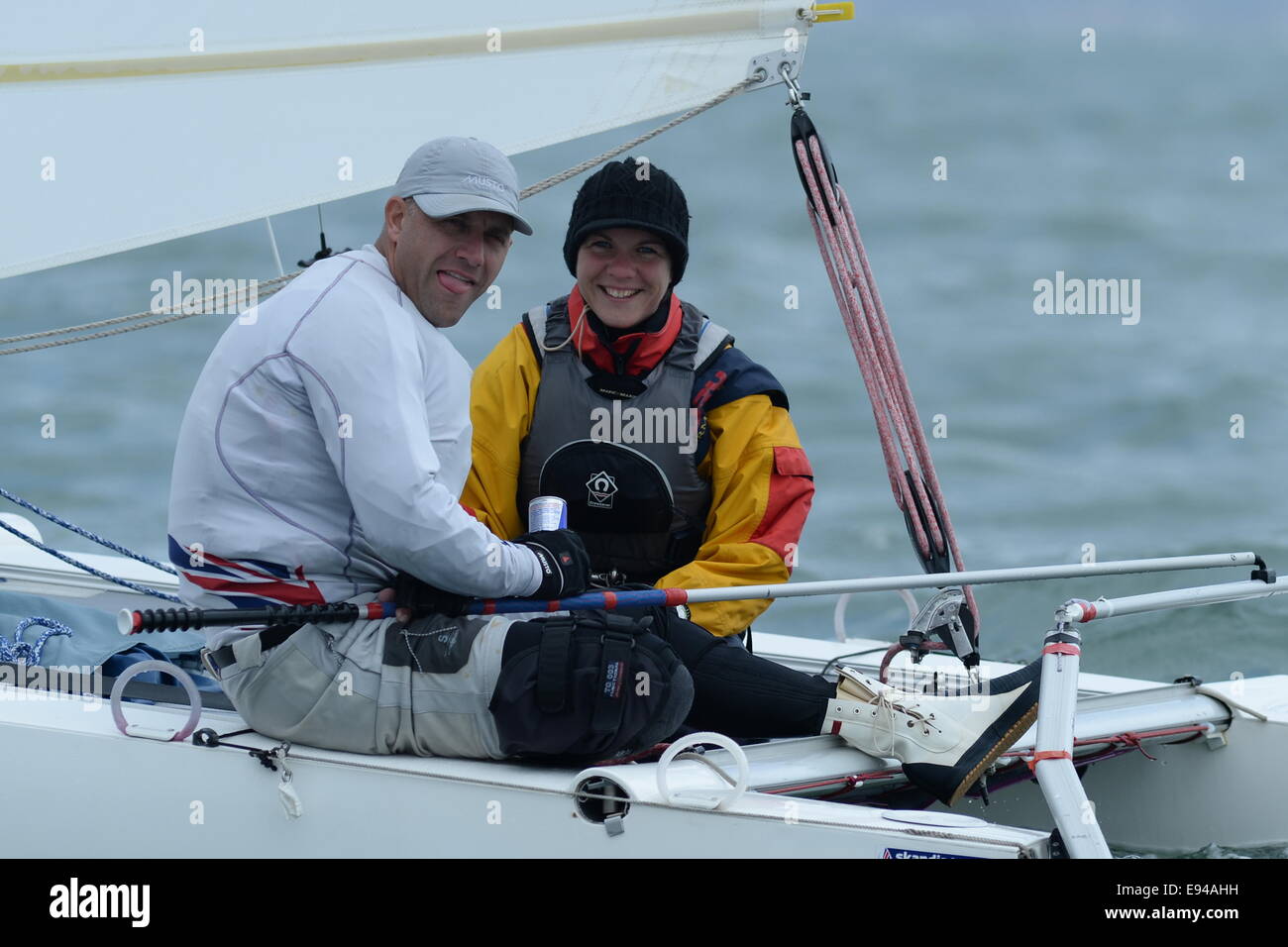 À VOILE catamarans dart 18 européens 2014 Mumbles Swansea photos par Phil Holden Banque D'Images