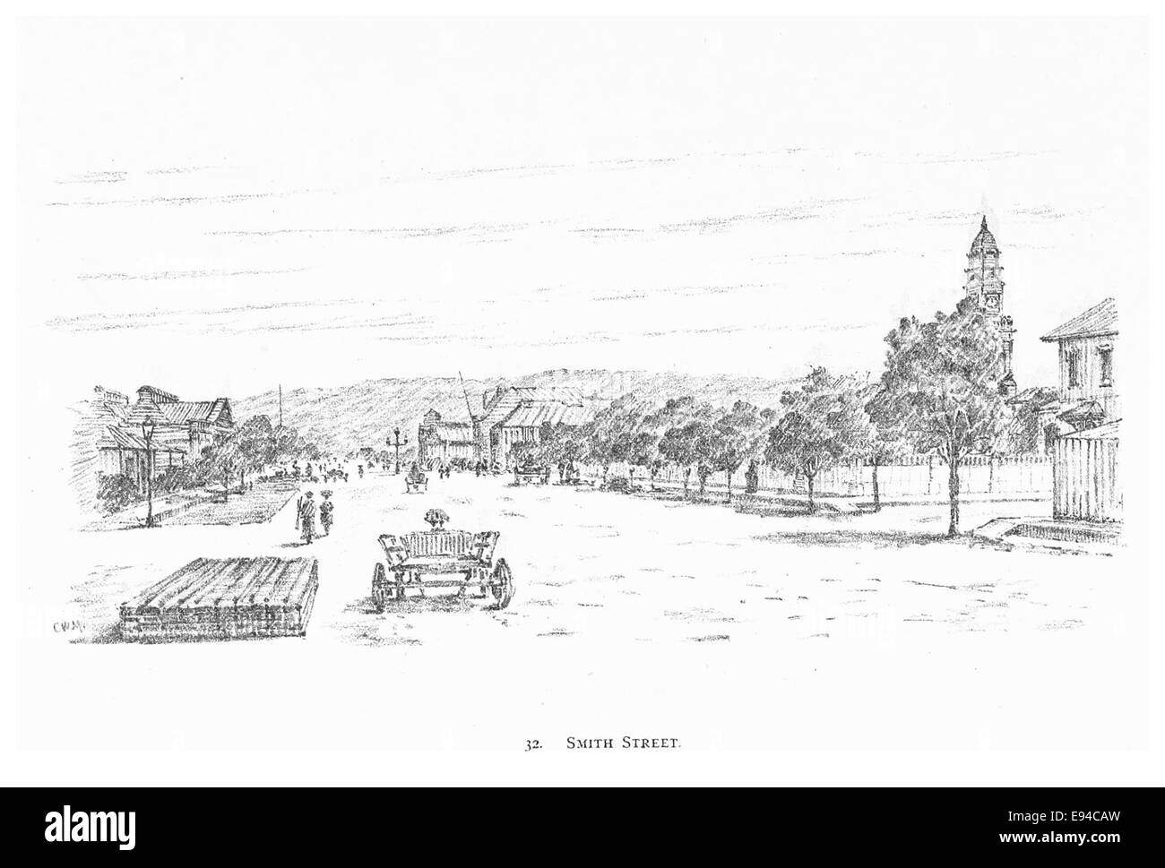 L'illustration de 1891 de Smith Street à Durban fournit une carte détaillée montrant le tracé des rues et les bâtiments remarquables. Cette carte reflète la croissance et l'urbanisation de Durban à la fin du XIXe siècle. Banque D'Images