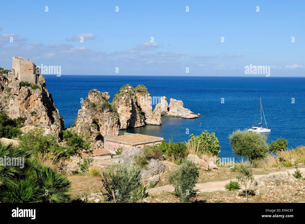 La côte rocheuse de Scopello, Sicile Banque D'Images