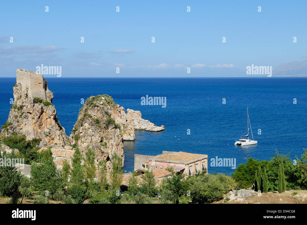 La côte rocheuse de Scopello, Sicile Banque D'Images