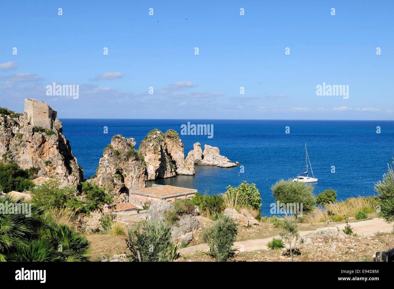 La côte rocheuse de Scopello, Sicile Banque D'Images