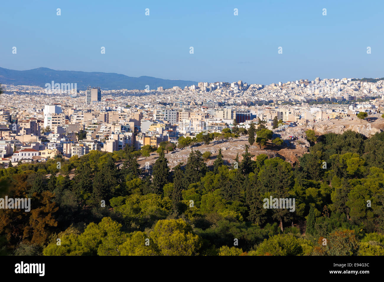 Avec l'horizon d'Athènes Hill, près de l'Acropole en Grèce Banque D'Images