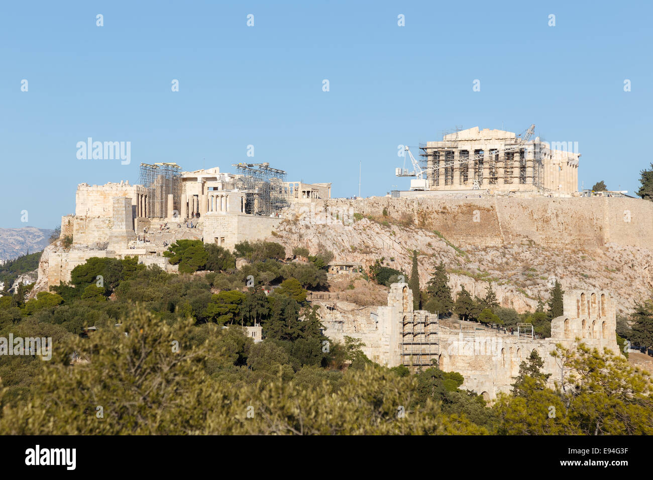 Temple du Parthénon sur l'acropole d'Athènes, dédié à la déesse Athéna de jeune fille Banque D'Images