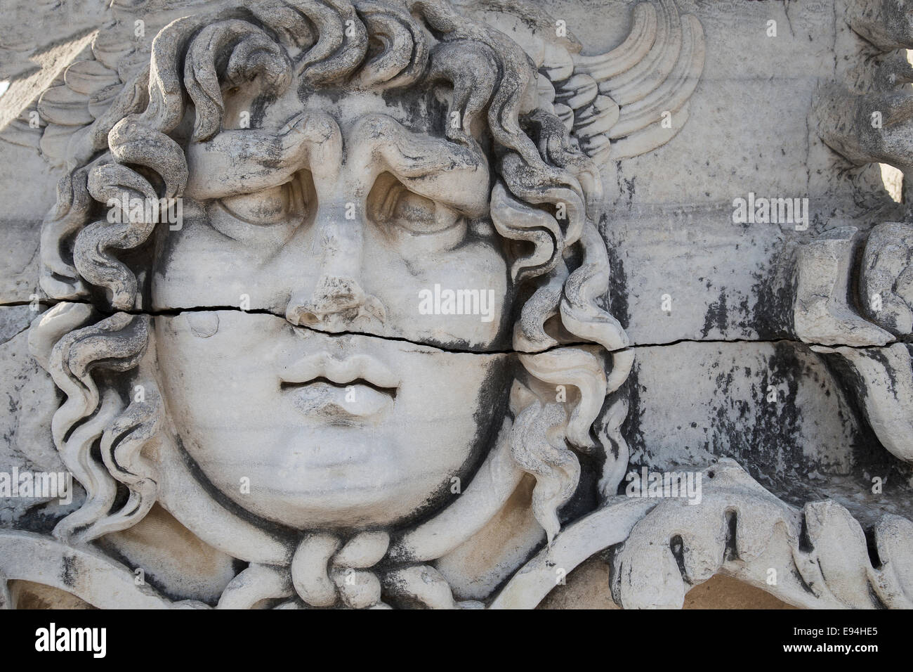 Gorgone méduse dans le Temple d'Apollo, Didymes, Turquie, 2014 Banque D'Images