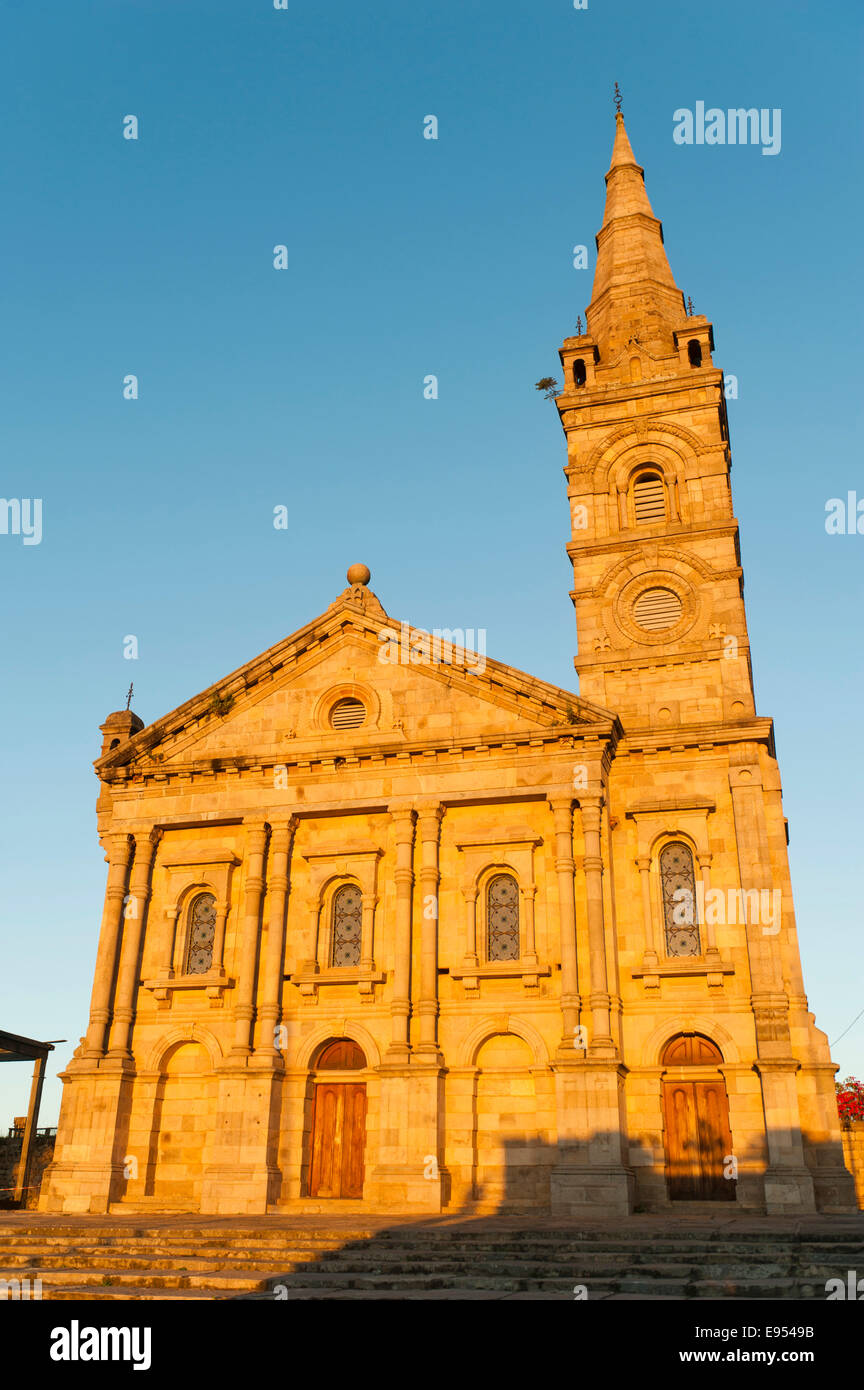 Chapelle royale de l'ancien Palais Royal Rova d'Antananarivo dans la lumière du soir, la Haute Ville, Vieille Ville, Antananarivo Banque D'Images