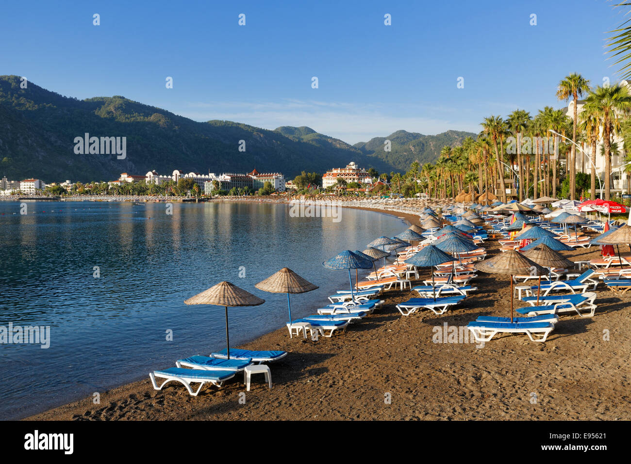 Plage de Marmaris, Içmeler près de Muğla Province, la mer Egée, en Turquie Banque D'Images