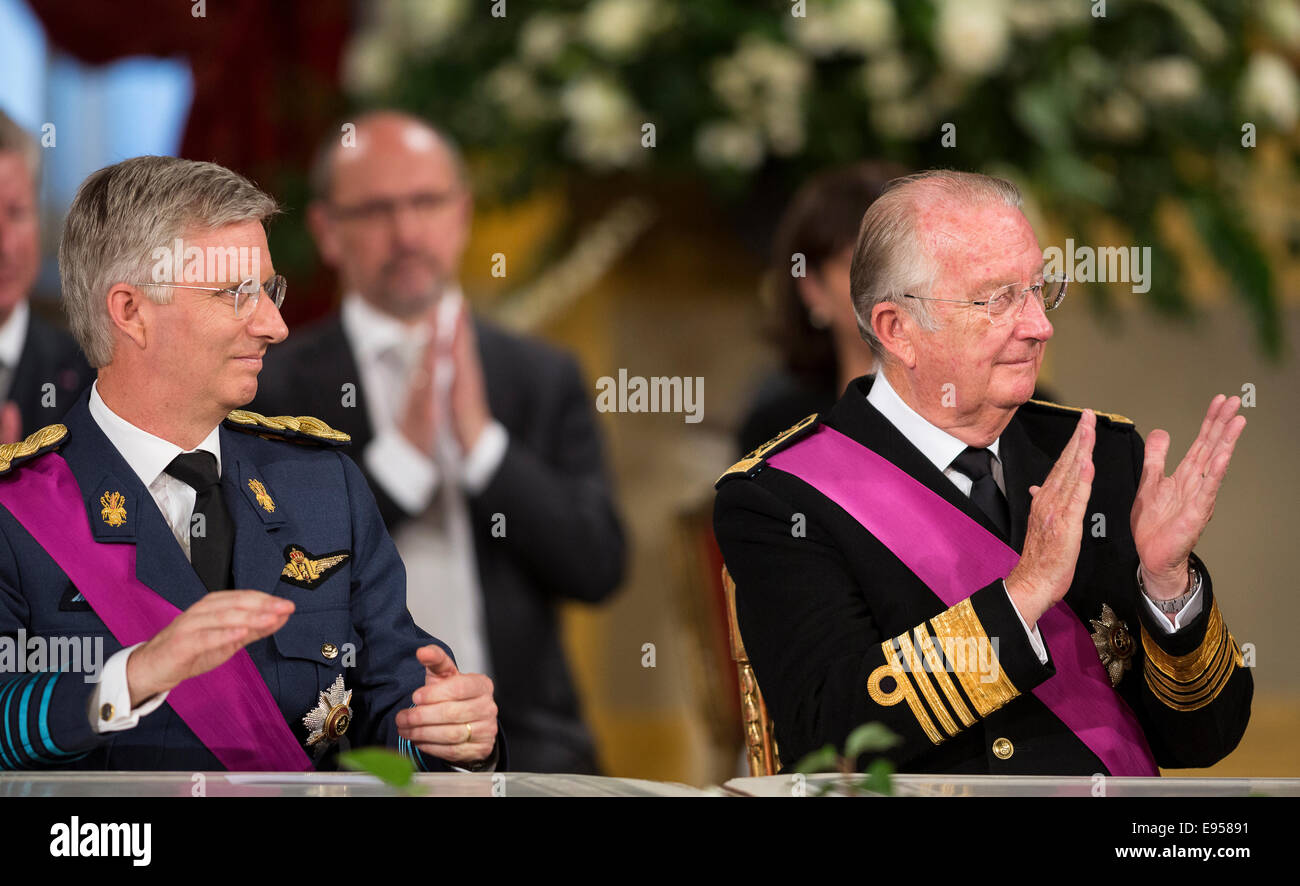 Belgique, Bruxelles le 2013/07/21 : cérémonie d'Abdication du Roi Albert II au Palais Royal Banque D'Images