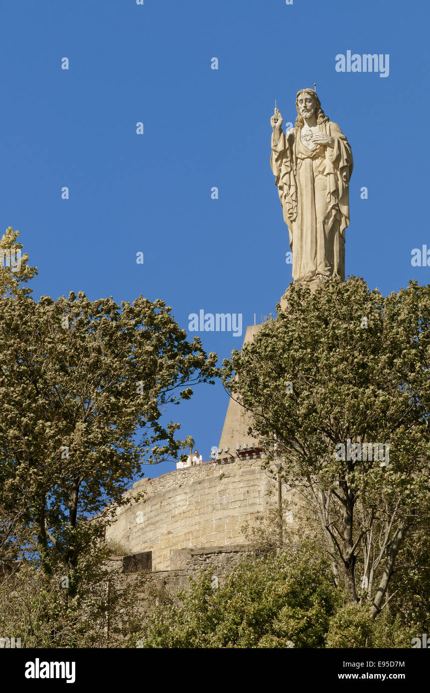 Cœur de Jésus Statue, San Sebastian, Espagne. Banque D'Images