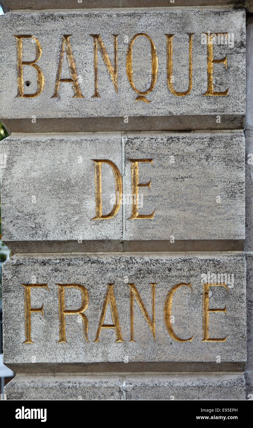 La signalisation de la Banque de France Banque D'Images