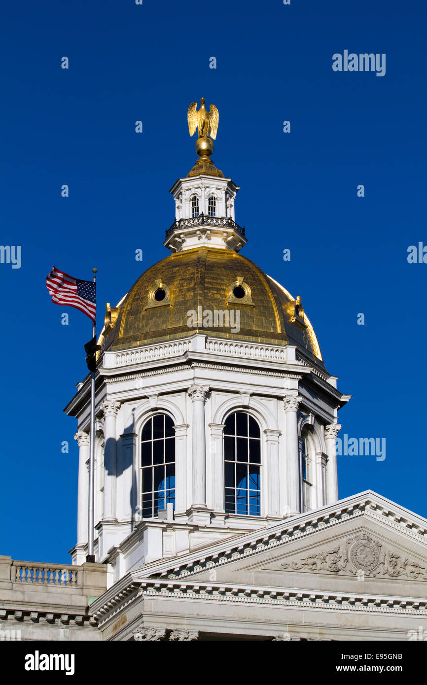 La State House capital dome du New Hampshire est situé dans la ville de Concord, NH, USA. Banque D'Images