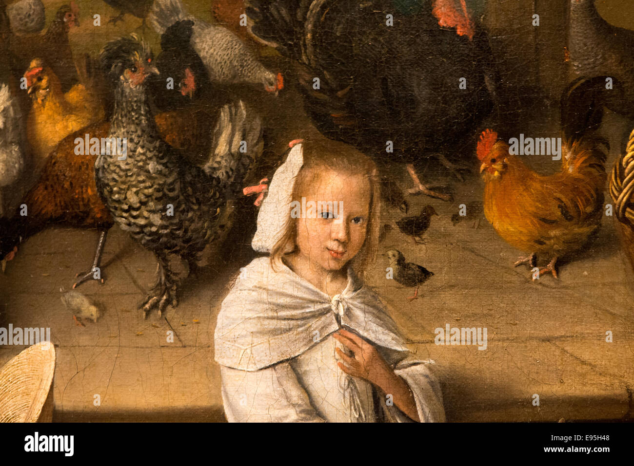 La cour de volailles de peintre hollandais Jan Steen au mauritshuis à La Haye Holland Banque D'Images