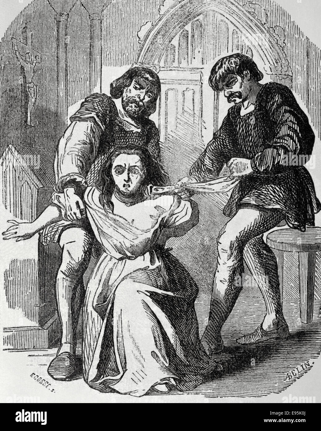 Marguerite de Bourgogne (1290-1315). Reine de France et de Navarre. Au Clos Château Gaillard et est mort. La gravure. Banque D'Images